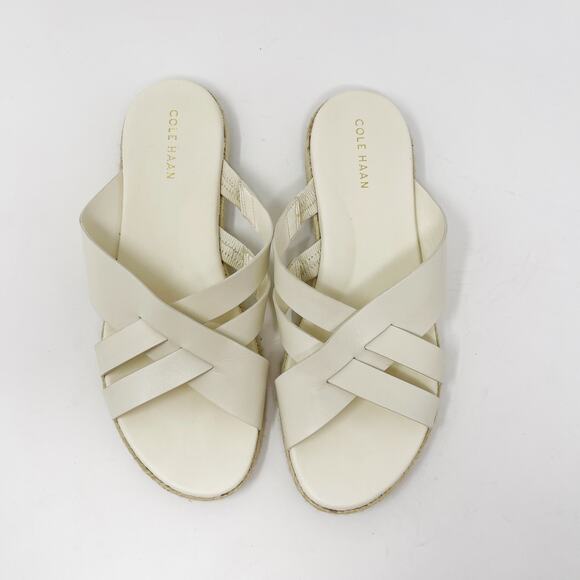 Cole Haan Womens 6.5 Cream Ivory Leather Florens Strappy Sandals Slide Grand 360 - Picture 3 of 7
